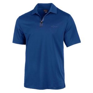 Greg Norman Men's 5 Iron Zip Golf Polo (Blue Socket, Small)